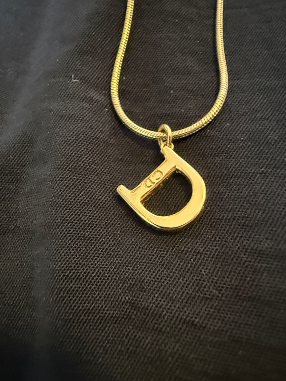 Dior Gold D Logo Snake Chain Necklace EUC - Picture 5 of 10